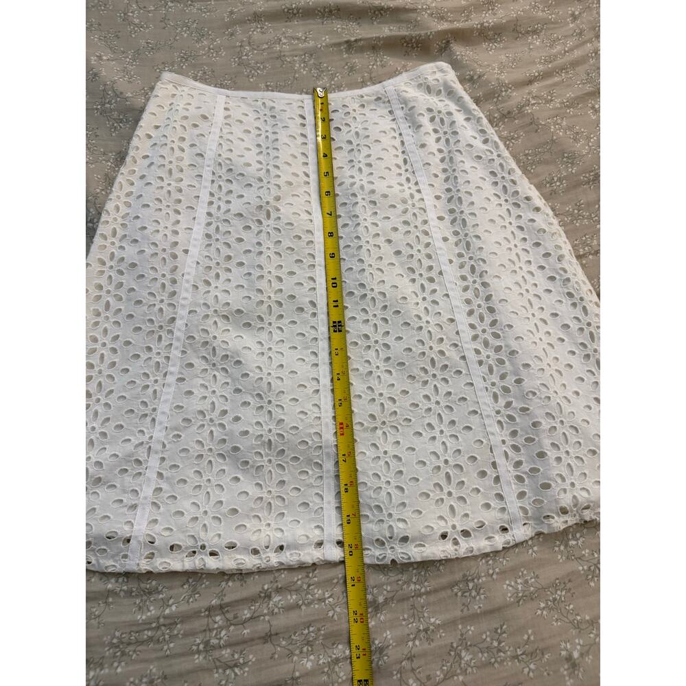 Rafaella Petites White 100% Cotton Floral Eyelet A-Line Skirt Size 6P - Picture 5 of 5